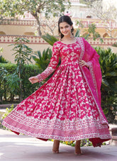 Mode Looking Wedding Wear Gown in Pink Colour